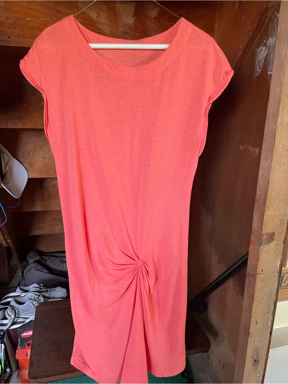 Coral Twist-Front T-Shirt Dress